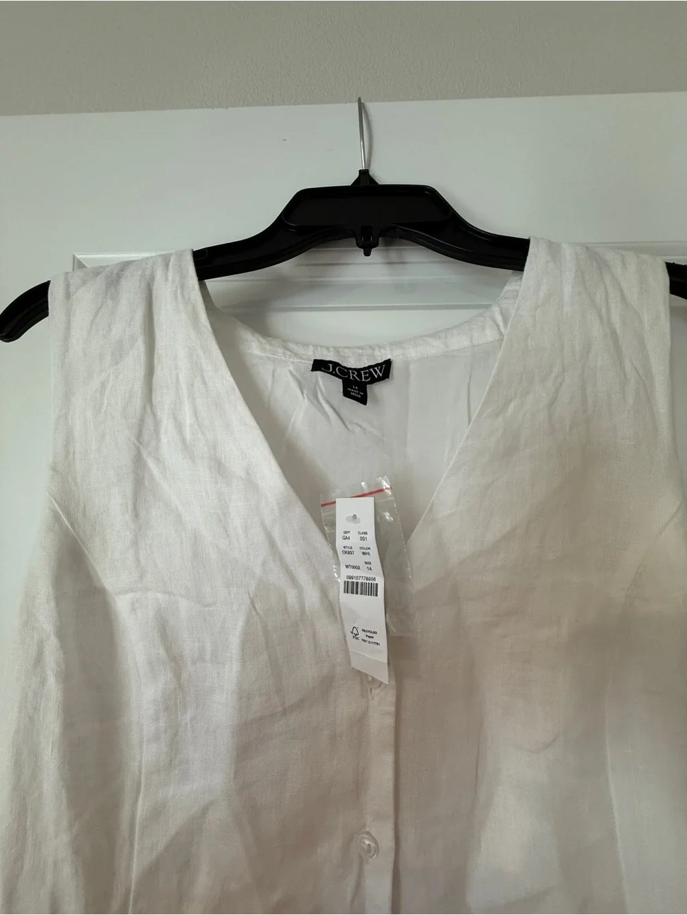 J. Crew White Sleeveless Button-Front Linen Sundress